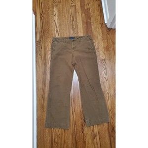 Vintage Ralph Lauren 100% Cotton Brown Denim Pants Size 14 Pockets 3 buttons